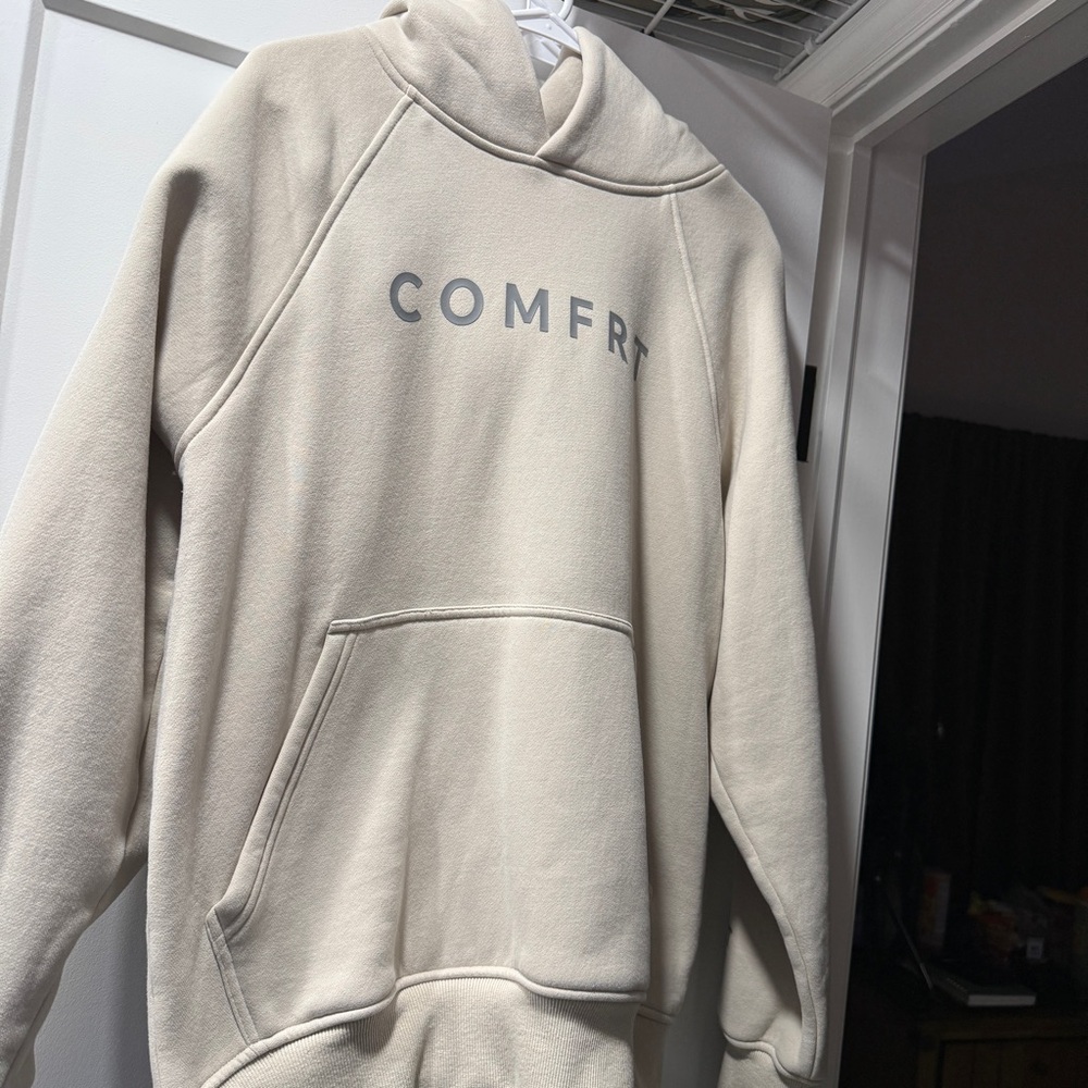 Cream Hoodie with Front Pocket